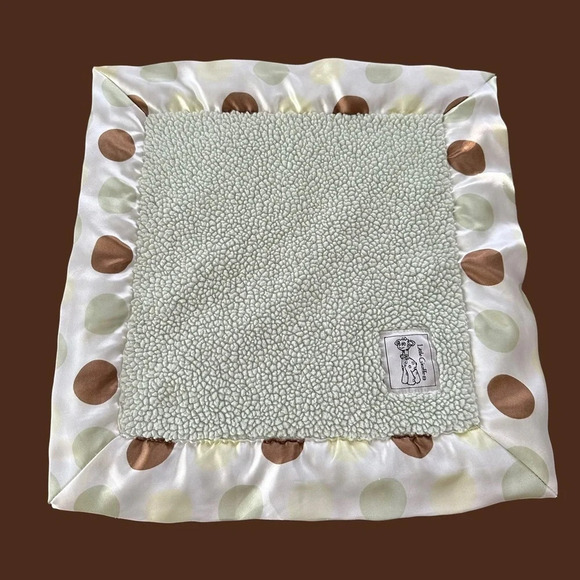 Little Giraffe 15” Square Light Green Fleece Blankie Security Blanket Polka Dot - Picture 1 of 5